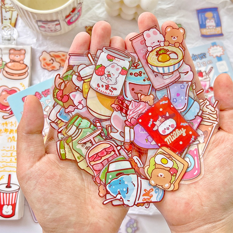 40 Pcs Cartoon Food Vending Machine Series Stickers Student Decorative DIY Stickers