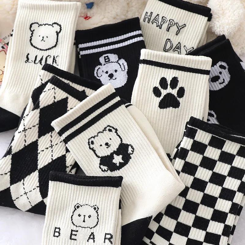 Long socks/fashion socks black white cotton hip hop style for men women