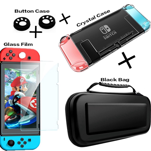 Switch Carrying Case Bag with Protection Cover Case For Nintendo Switch NS V1/OLED V2, Transparent Crystal Shell Console Controller Accessories With Stand Cases