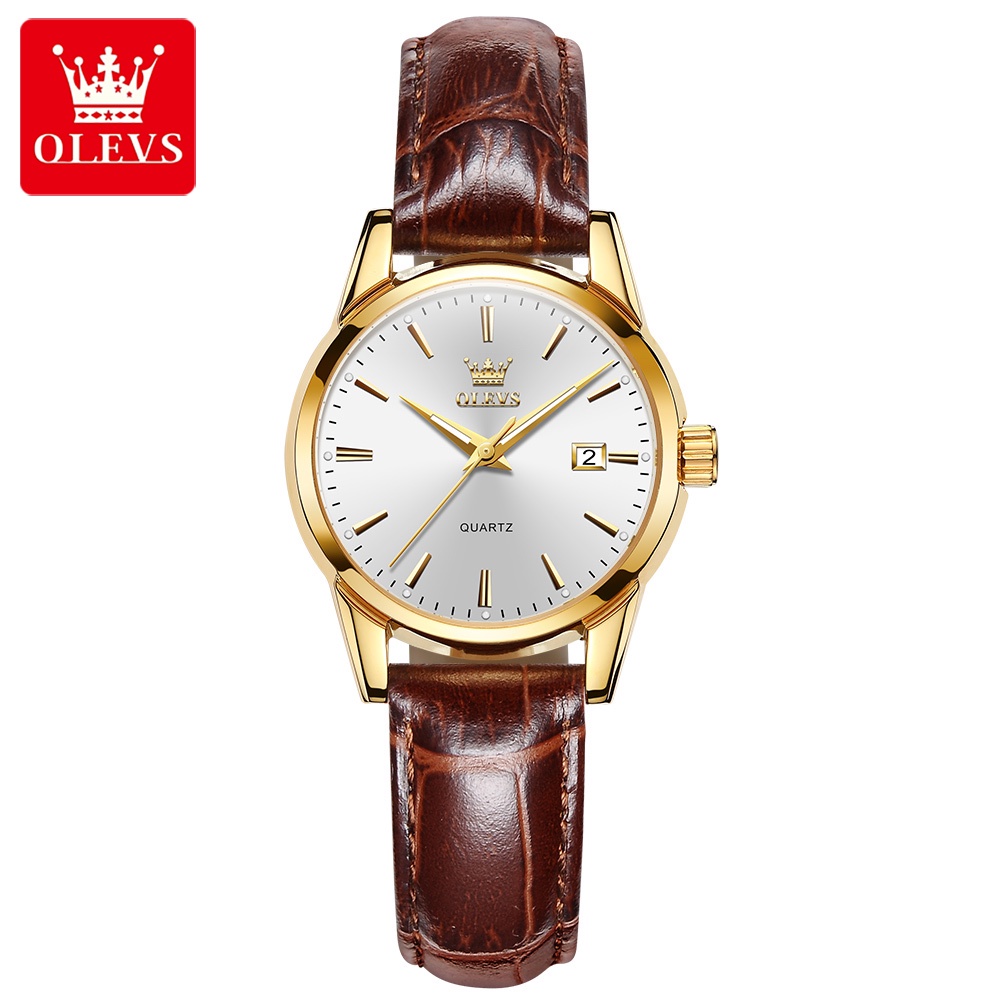 OLEVS ladies watch for women leather water proof Fashion  couple jam tangan wanita