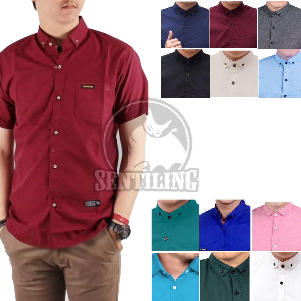 KEMEJA KATUN PRIA Sentiling | Men's Short Sleeve Formal Office Work Cotton Plain Shirts/Shirts/Work Shirts