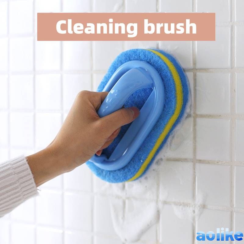  Kitchen Bathroom Strong Toilet Glass Wall Cleaner Tools Cleaning Bath Brush Plastic Handle Sponge Bottom Bathtub Window wine01