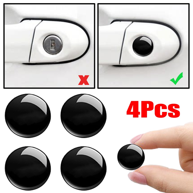 4 Pcs Car Door Keyhole Screws Safety Stickers / Waterproof Door Locks Self-adhesive Protection Stickers / Auto Decoration Accessories