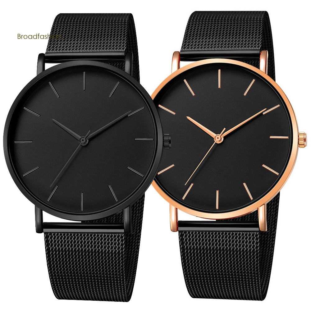 [Ready]Fashion Men Ultra Thin Mesh Band Round Dial No Number Analog Quartz Wrist Watch
