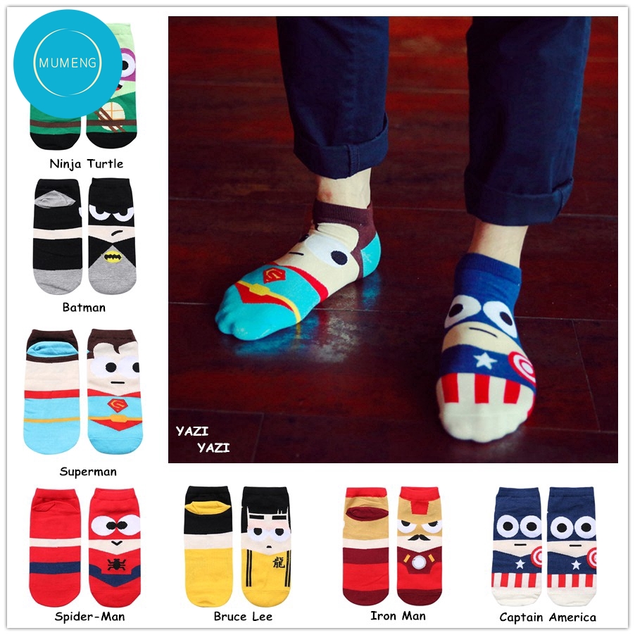 MUMENG The New Cotton Fashion Cartoon Socks Avengers Sock Superhero w/ Avengers Cartoon Character Socks Men Sock