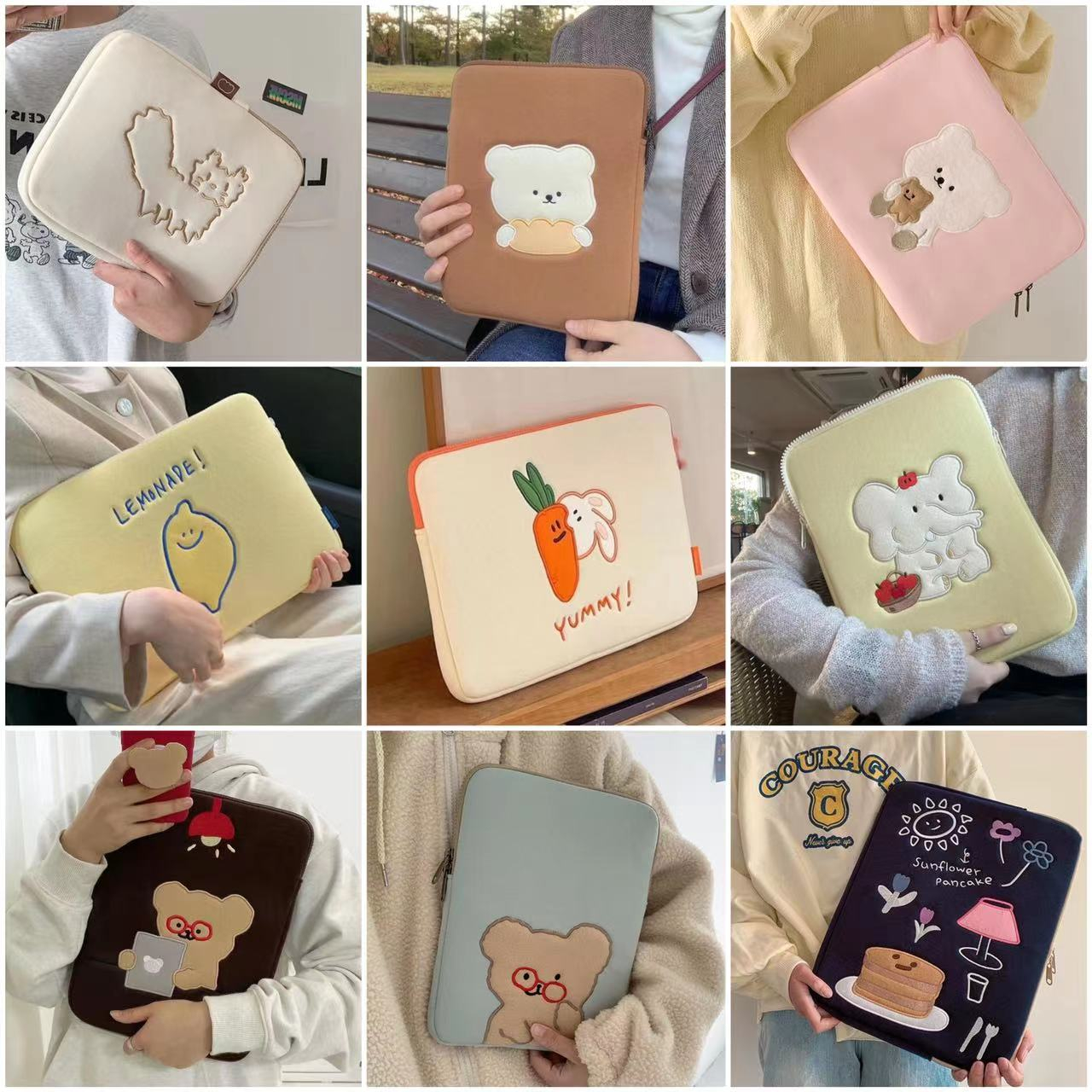 Laptop bag Korean style cute portable shockproof fluff protection suitable for 10/11 inch 13/14 inch 15/15.6 inch