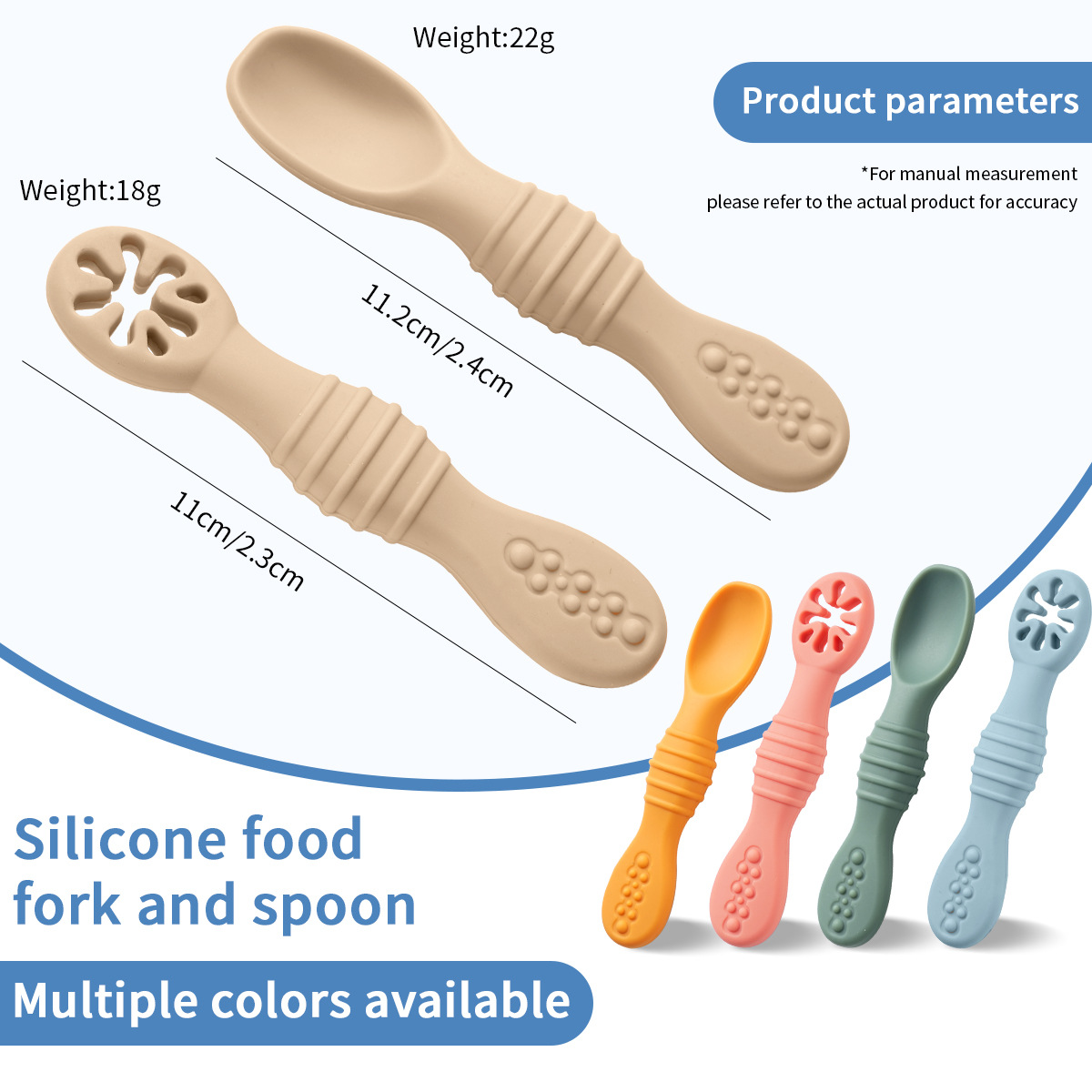 Silicone Baby Spoons 2Pc Set First Stage Self Feeding Training