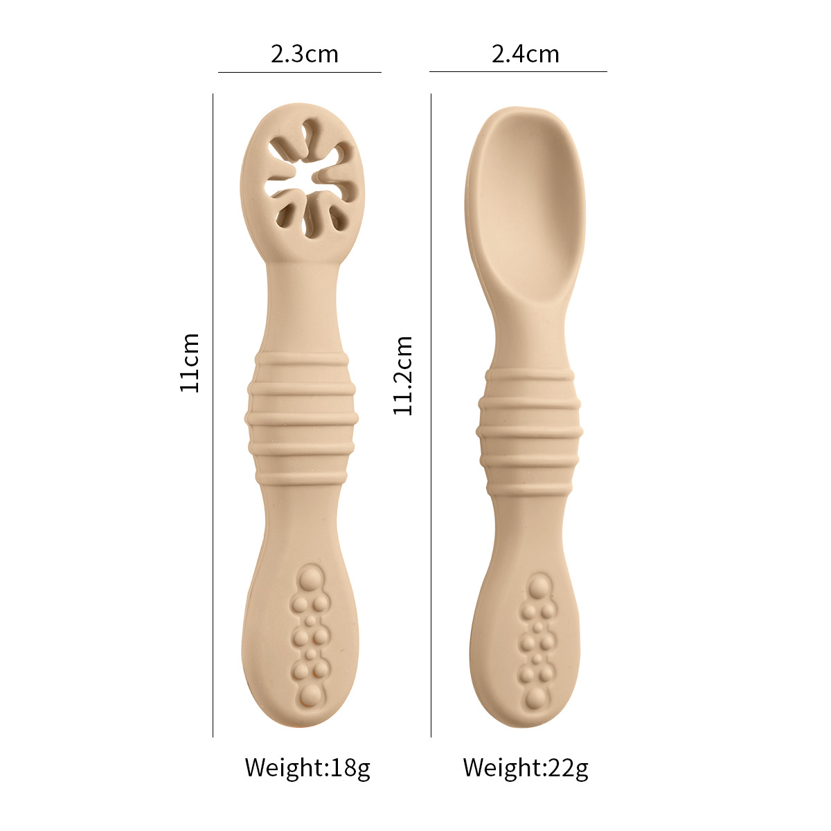 Silicone Baby Spoons 2Pc Set First Stage Self Feeding Training