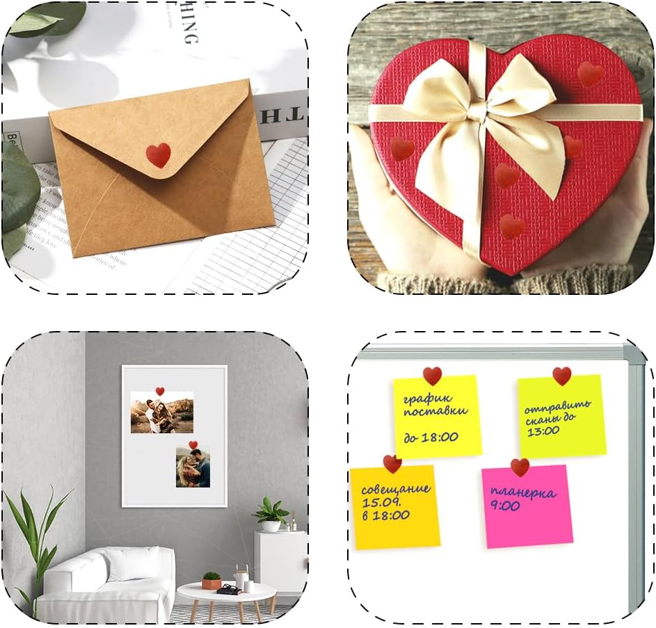 500pcs 1" Red Heart Stickers Roll - Self-Adhesive Love Decorative Labels for Wedding, Valentine's Day, Classroom Supplies