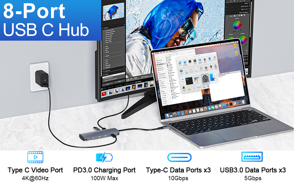 UGREEN Revodok Hub USB C 6 En 1 Adaptateur USB C Avec 4K HDMI, Lecteur De Carte SD/TF, Ports USB A 3.0 Compatible Avec IPhone 15/15 Pro, MacBook Pro/ Air, IPad, Surface, Galaxy