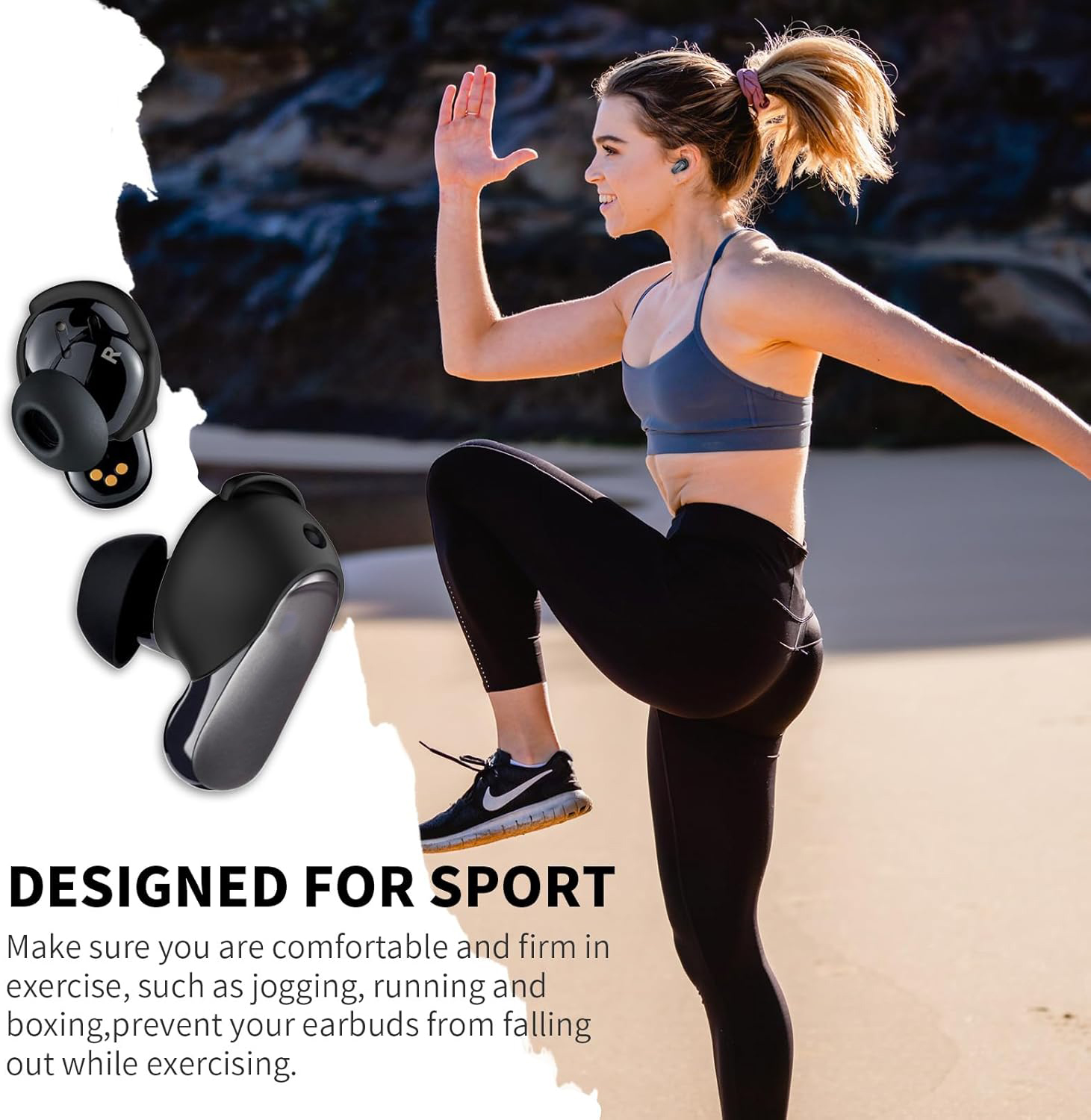 3 Pairs Replacement Earbud Tips Sport Wingtip Anti-Slip Scratch-Resistant Eartips for Bose Quietcomfort, Ii, Ultra 1&2 | Ultimate Comfort