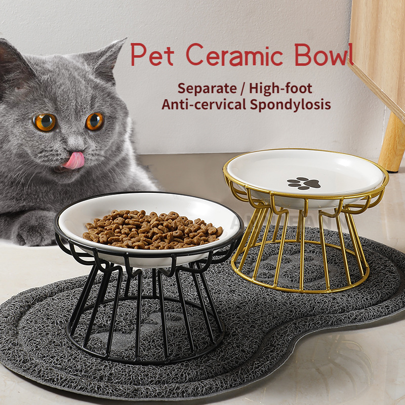 Pet Bowl Ceramic Cat High-foot Bowl Snack Canned Plate Anti-cervical Spondylosis Food Bowl for Cat Dog Feeding Need