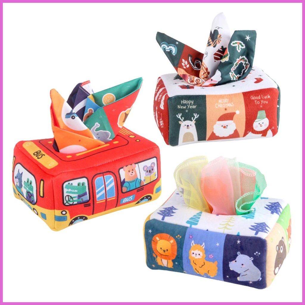 Baby Tissue Box Toy | Soft Sensory Toys for Preschool Learning Toys | STEM Toys Infant Toys for 1 Year Boys Girls, Montessori Toys Newborn Toys Baby Gifts shinsg