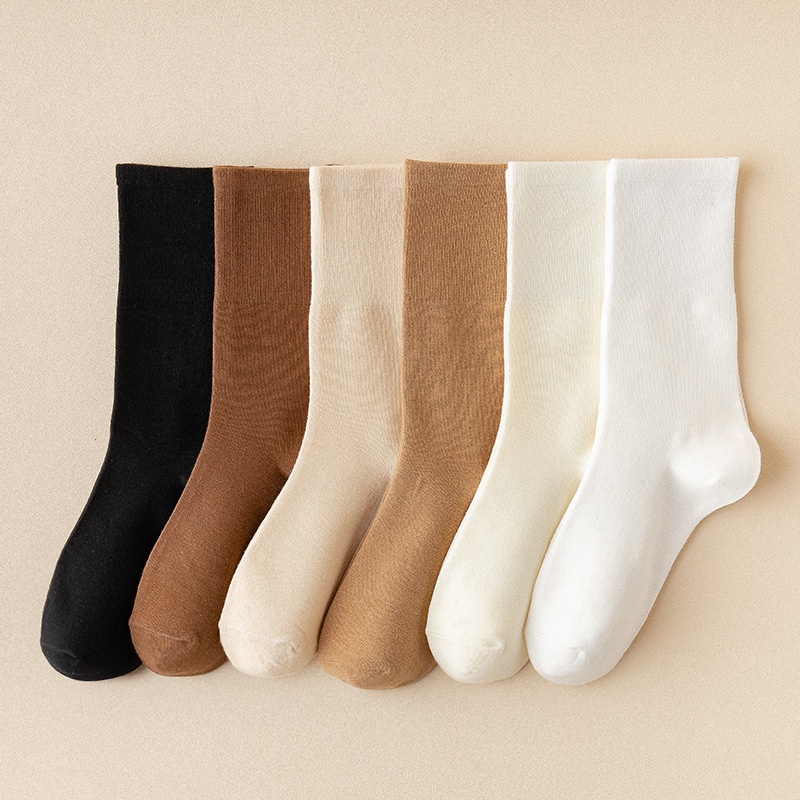 New Korean Women's Pure Cotton Solid Color Socks Summer All-Match Socks For Women ins Trendy Casual Calf Socks (1 Pair)