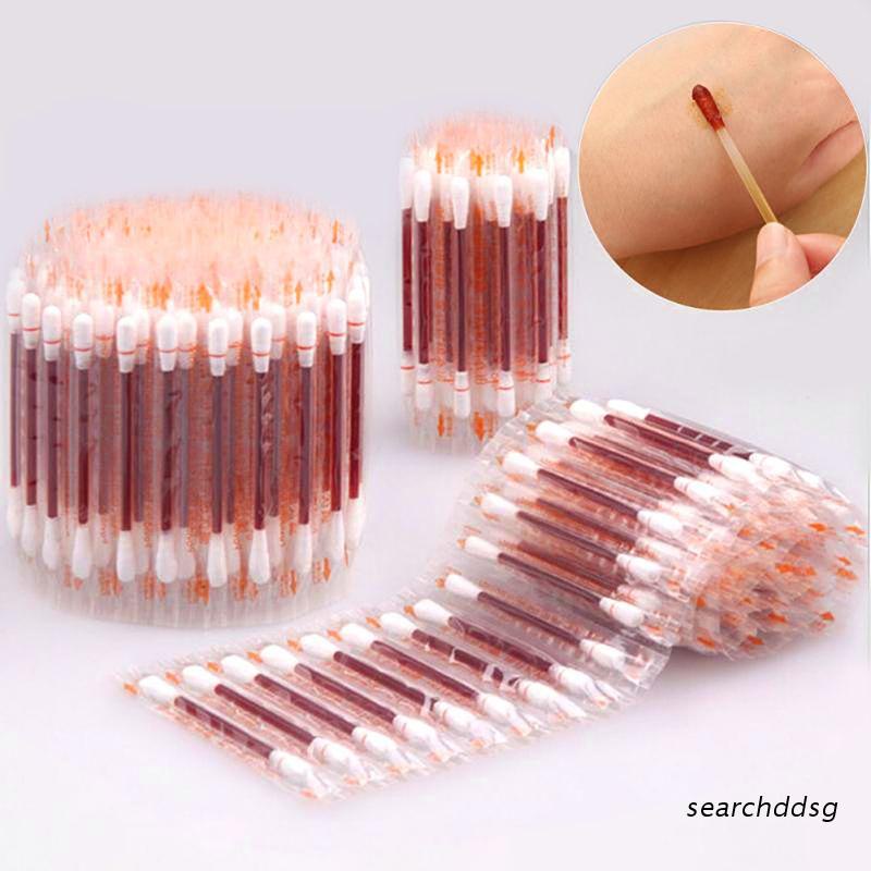 searchddsg 50pcs Disposable Medical Iodine Cotton Stick Iodine Disinfected Cotton Swab Climbing Aid First Aid Safety & Survival Supplies