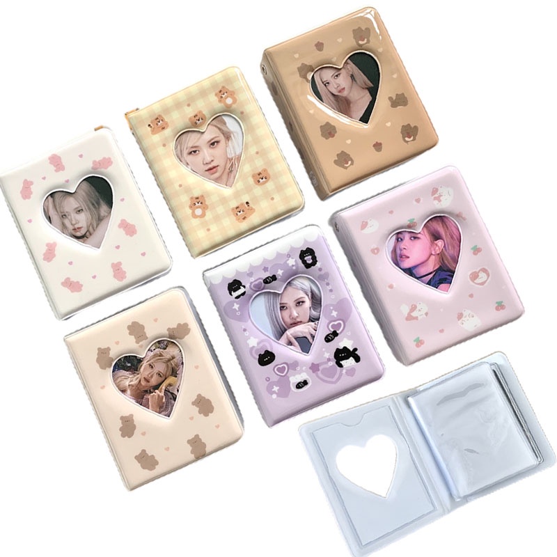 3 inch Mini Photo Ablum Portable Collection Books Lovely Heart Card Holder 40 Grids Pocket For Polaroid