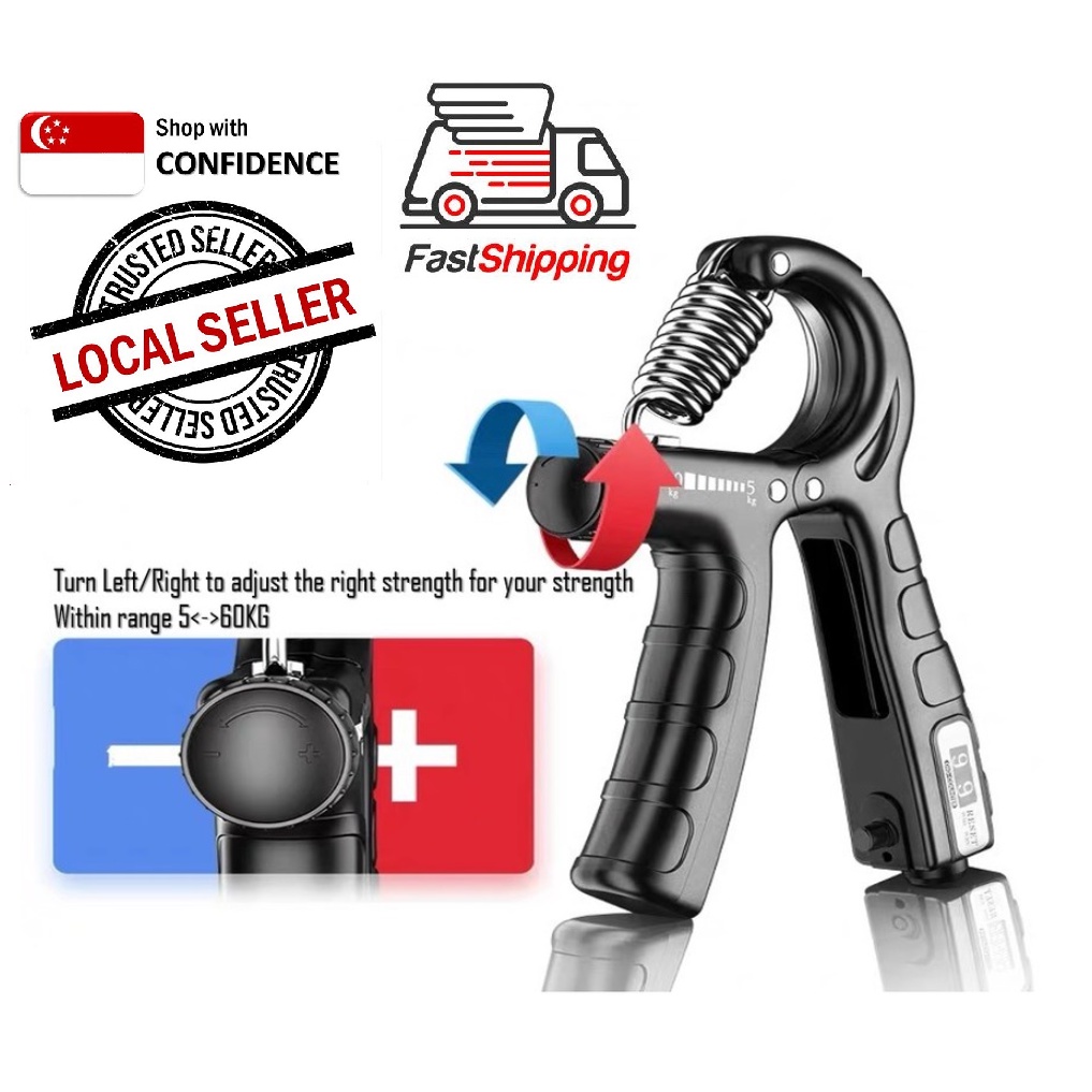 5-60kg Adjustable Resistance Hand Grip Gripper Wrist Arm Finger Forearm Strengthener Exercise Gym Power Fitness