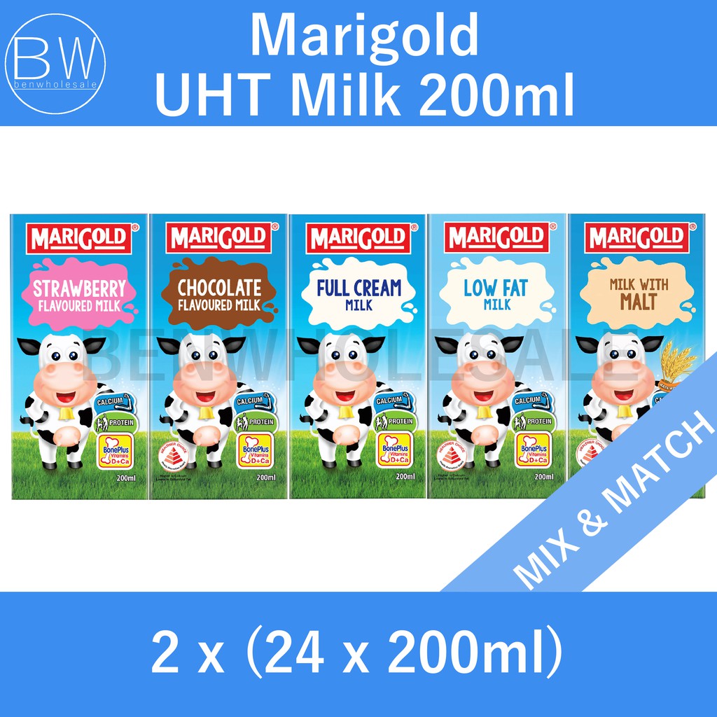 Marigold UHT Full Cream / Chocolate/ Strawberry/ Low Fat/ Malt Milk  ( Bundle of any 2 flavours )