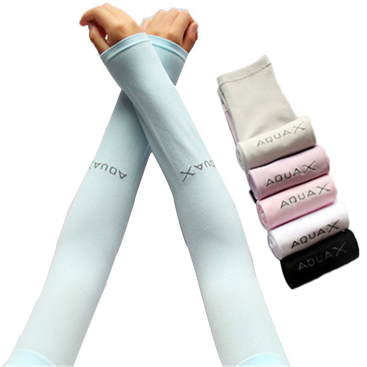 Aqua X & Let's Slim Cooling Hand Sock Seamless Ice Silk UV Protectiv Arm Sleeves