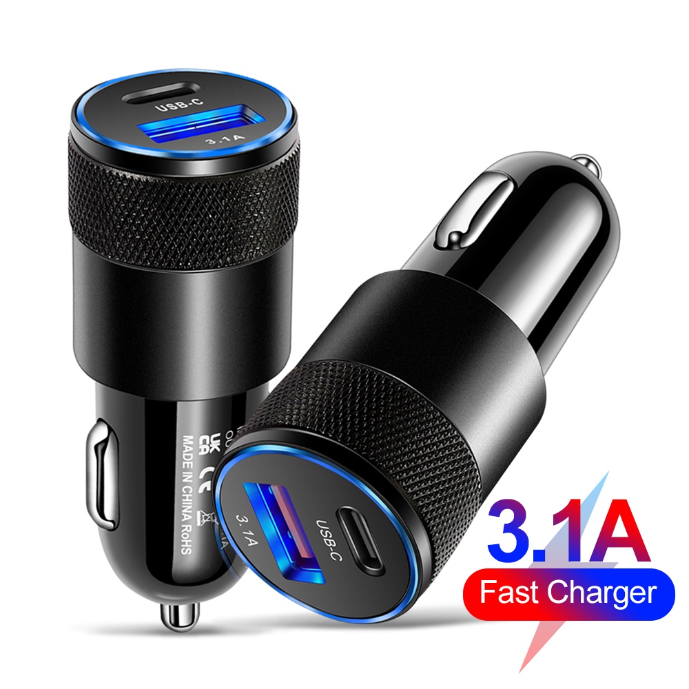 68W PD Car Charger USB Type-C Car Fast Charge Phone Adapter for iPhone 13 12 Xiaomi Huawei Samsung S21 S22