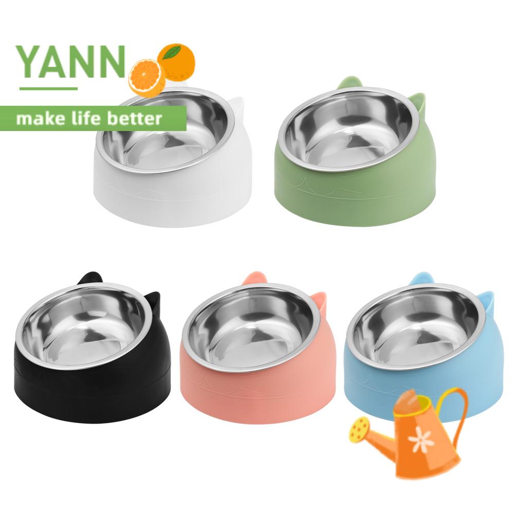 YANN New Pet Dog Cat Pet Supplies Water Food Dish Feeding Bowl Puppy Feeder Stainless Steel Durable Fixed Protect The Cervical Spine/Multicolor