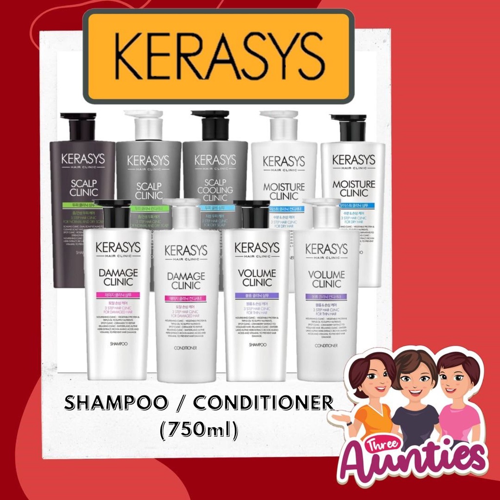 Kerasys Shampoo / Conditioner, 750ml, Damage / Volume / Moisture / Scalp / Scalp Cooling Clinic