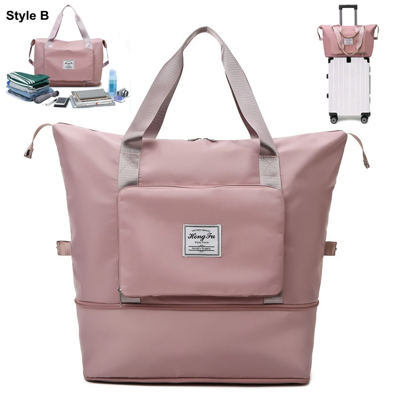 [Ready Stock] Large Capacity Folding Travel Bag Waterproof Tote Handbag  Multifunctional Women Travel Bag