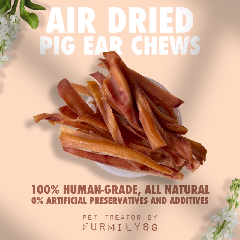?Air Dried Dehydrated Pig Ear Chews [Dog Treats] - Dental Chew/High-Value Reward, Healthy and Tasty, Preservatives-Free