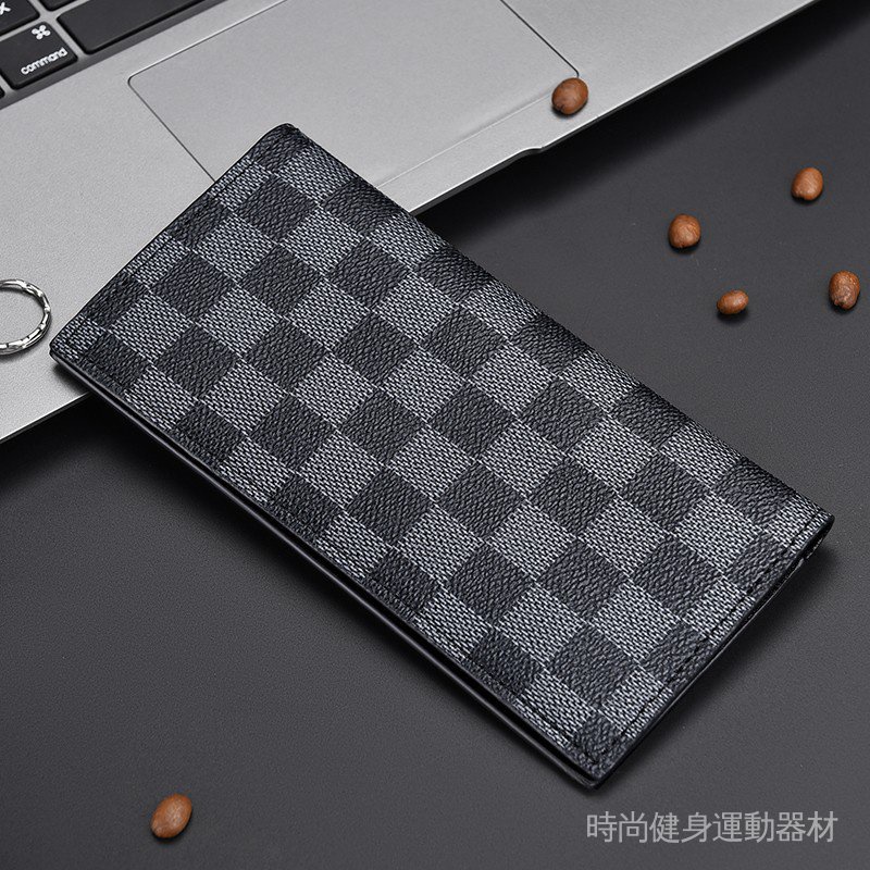 Men Wallet Men's Fashion Checkered Multi-Card Long Street Wear Business Clutch Bag