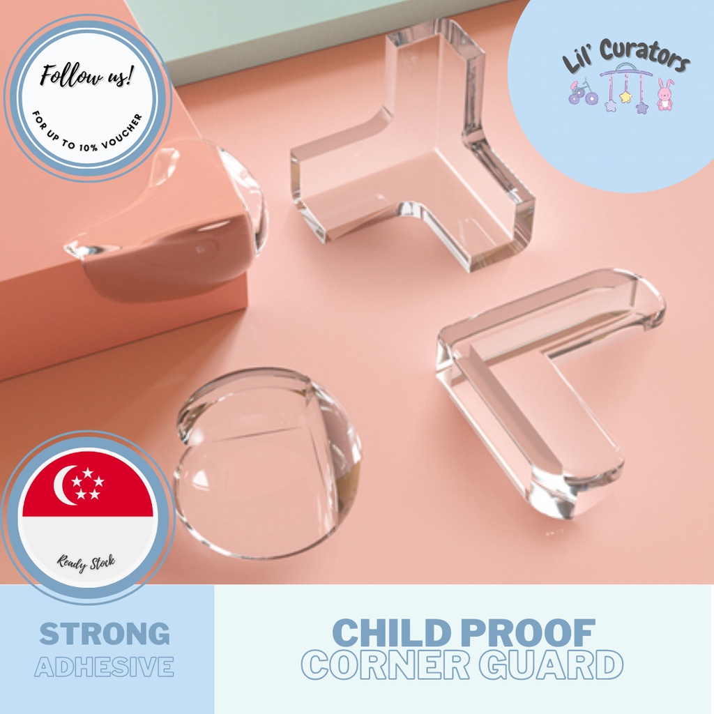 (Lil' Curators) 5/10 Pcs Transparent Corner Guard | Child Proof Table & Edge | Baby Safety Protection | Anti Collision