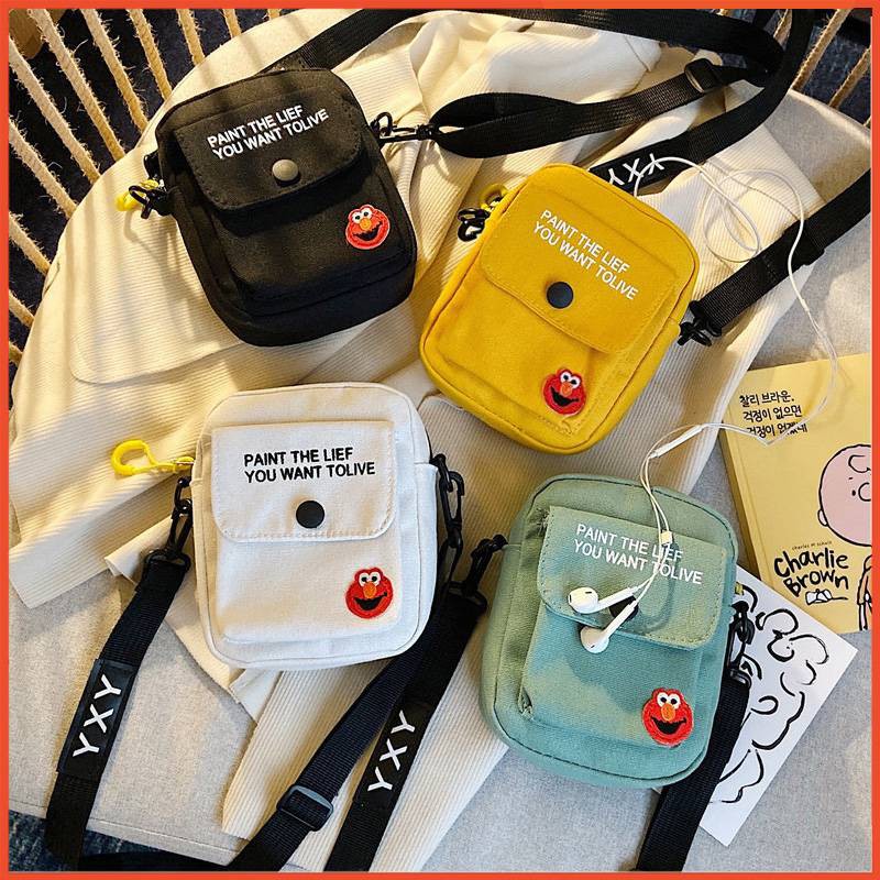 Ins Canvas Bag  New Female Student Canvas Bag Korean Version of All-match Shoulder Bag Women Girl Simple Crossbody Bags