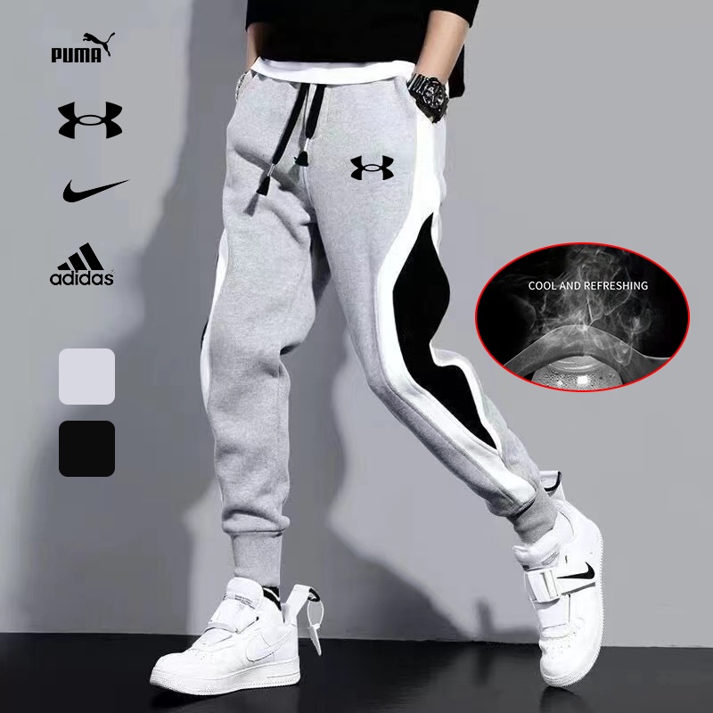 ?【M-5XL】Jogging Pants Men Stretch Plus Size Men's Loose Striped Casual Pants Running Sports Pants Track Pants Gym Pants Running Jogger Pants Elastic Long Straight Pants