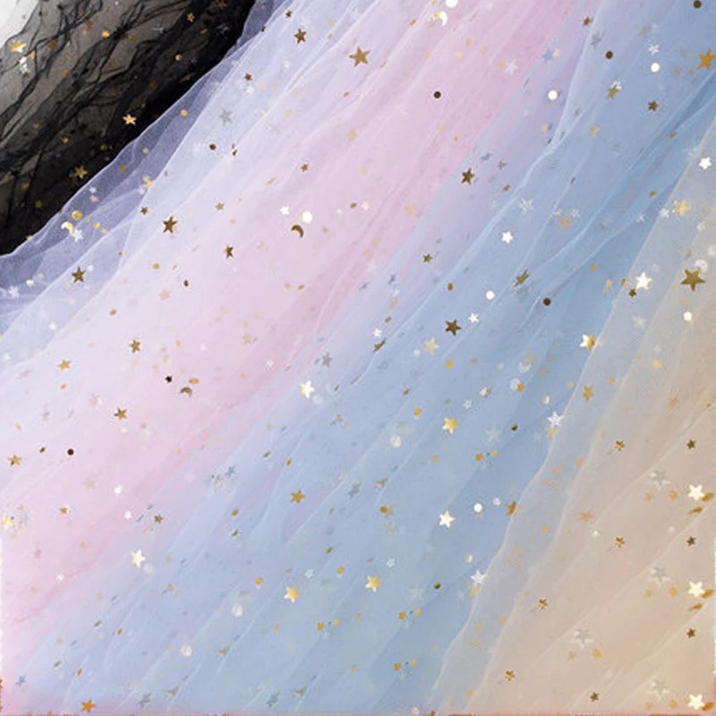 Ins Star Moon Organza mesh gauze background cloth lace DIY Handmade backdrop sequins