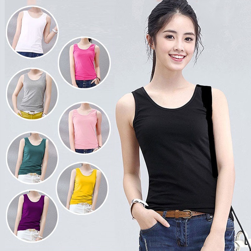 Women Vest Plus Size Tanks Camisoles Loose Sleeveless Tops Solid Color Tank Tops