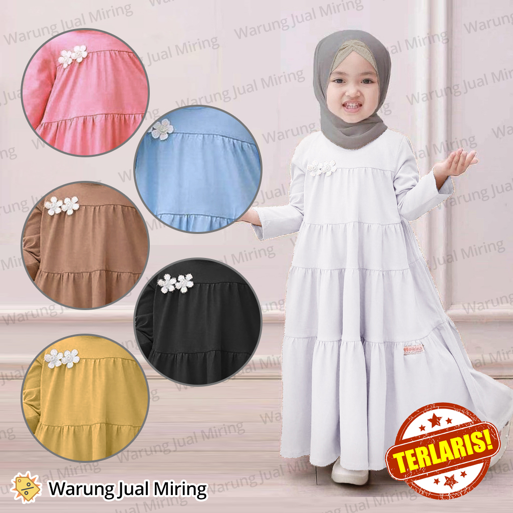 Gamis Children Princess 1-12 Years Old Model Stacking Jersey Material Stretchy Toddler Kids Small Girls Girls Teenage Girls Responsibilities Voxy Muslim Clothing White Ritual Dress Skirt Elsa Frozen K