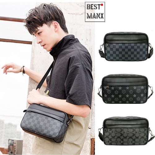 Men's lattice messenger bag Men's business shoulder bag
