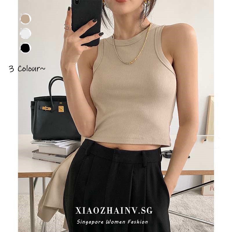 Xiaozhainv Korean Women clothes tanks tops fashion Sexy Casual Slim Round neck Crop top Sleeveless vest camisole