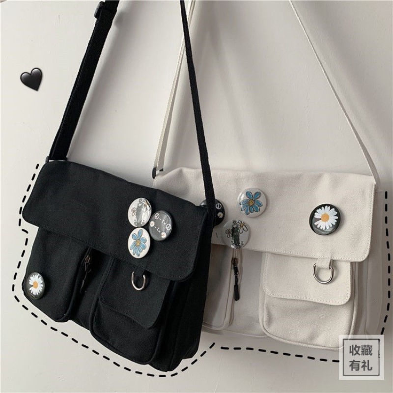 Canvas Bag Female Student Korean Version of Ins Messenger Bag New Daisy Cute Joker Shoulder Large Capacity Bag