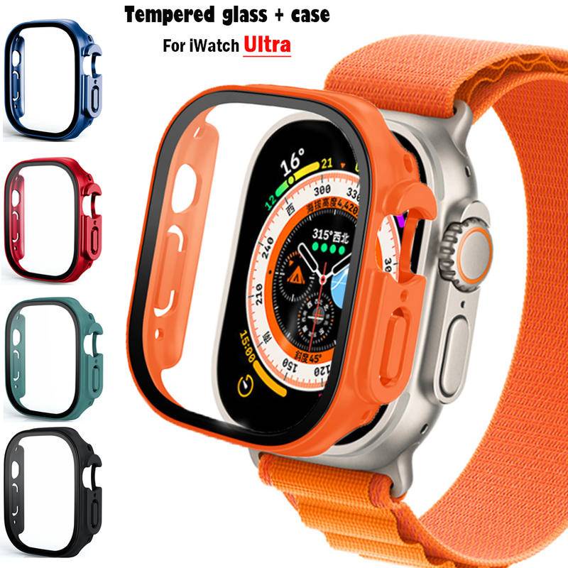 Glass+case For Apple Watch Ultra 49mm strap smartwatch PC Bumper+Screen Protector Tempered Cover iwatch series Accessories