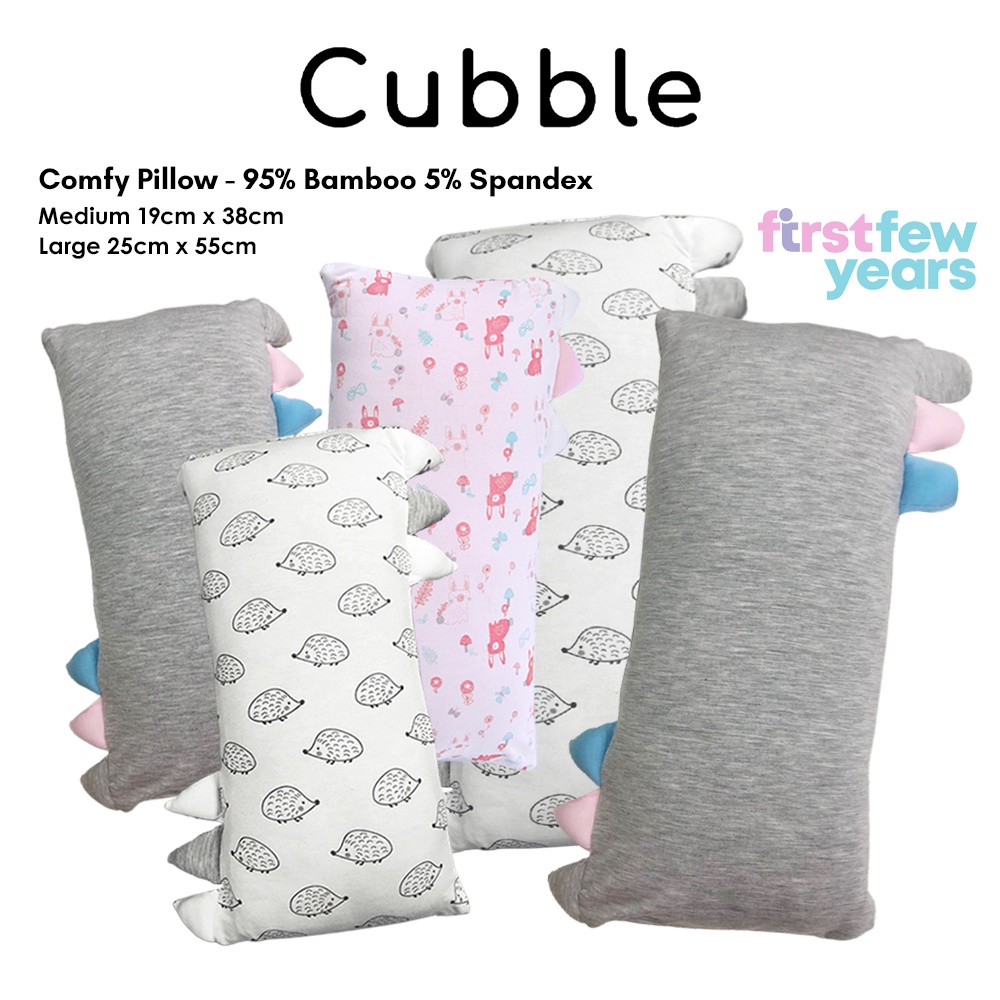 Cubble Bamboo Pillow Medium 19cm x 38cm / Large 25cm x 55 cm (3 Designs) - Perfect Baby Sleeptime Hug Pillow