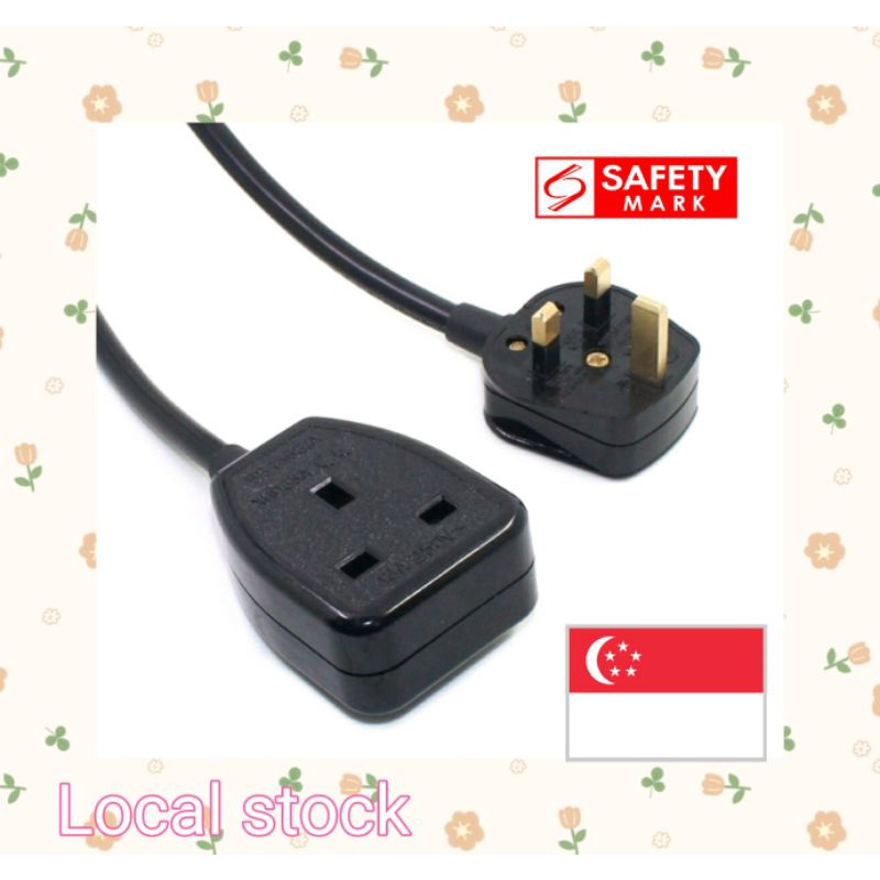 {fast deliver}Clutter-free Power Extension drop cord lead plug iec 3Pin male Plug to Female Outlet Socket power extender
