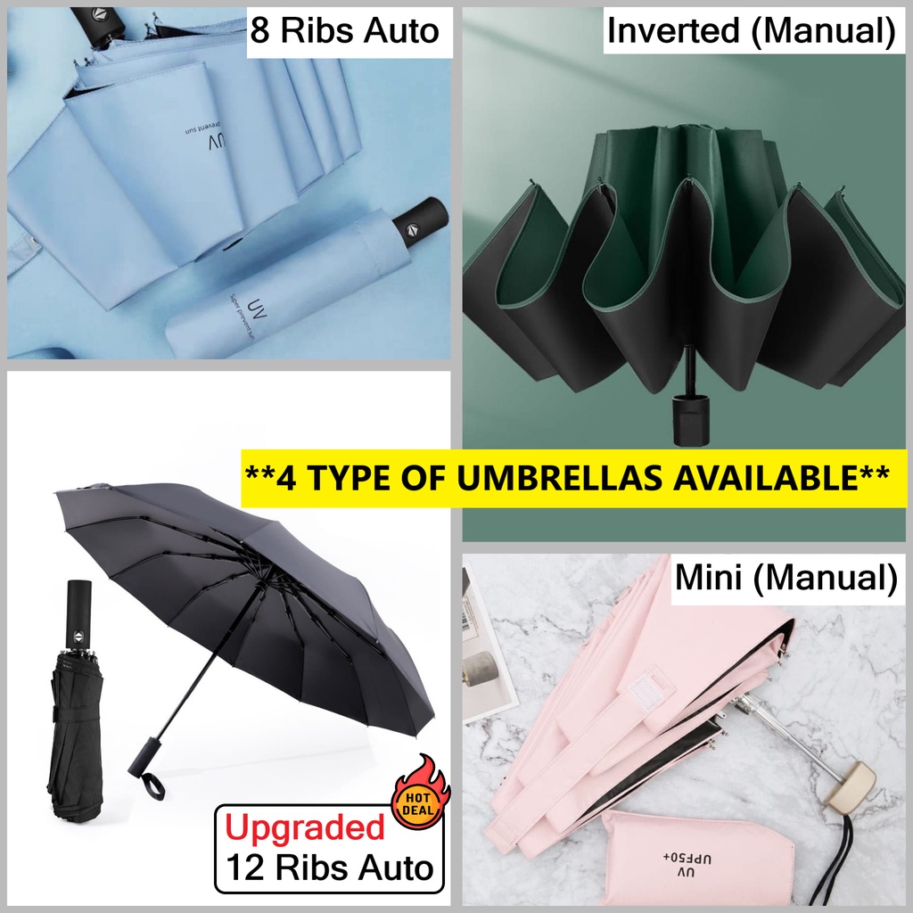 Automatic Manual Inverted Mini Foldable Anti-UV Sun Umbrella Windproof Large Lightweight Pocket Umbrella Christmas Gift