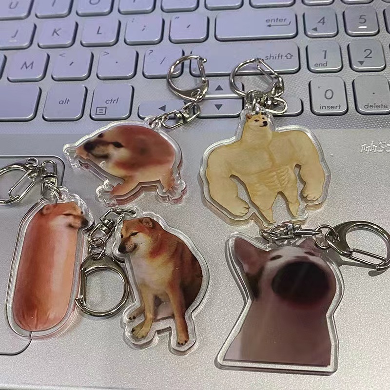 Steve Cute cheems Pet Keychain 4-5CM Acrylic Pendants Birthday Gift D Buckle Shiba Inu Bag Charm