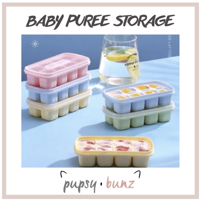 <??BEST SELLER?> Baby Food Puree Icecubes Silicon Storage Tray w/ Lid Infant Kids Children BLW Weanfeed