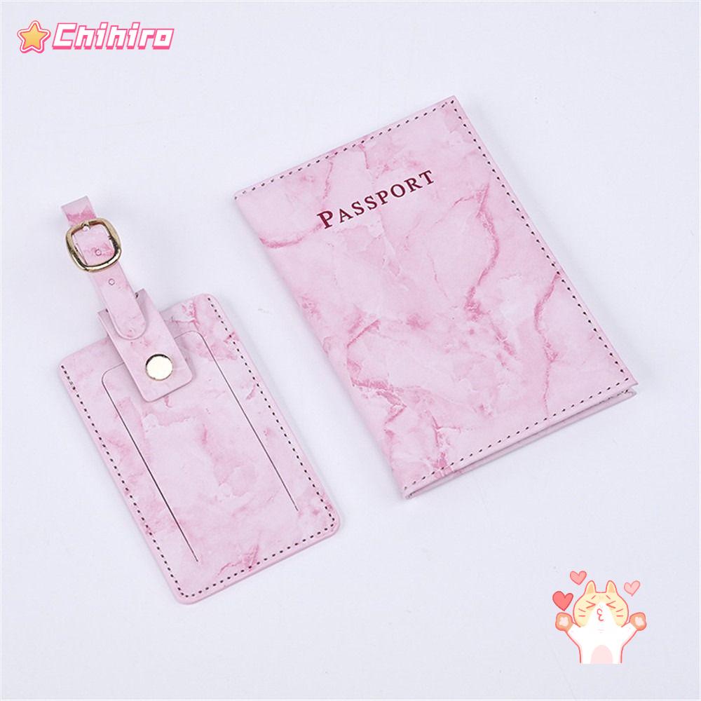 CHIHIRO 2Pcs/set Passport Cover Universal Portable Leather Luggage Tag
