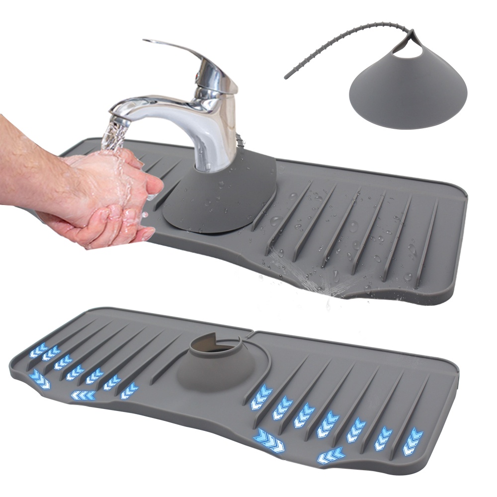 Kitchen Faucet Mat Silicone Faucet Water Catcher Mat Self Draining Pad Behind Faucet Silicone Drying Mat for Kitchen