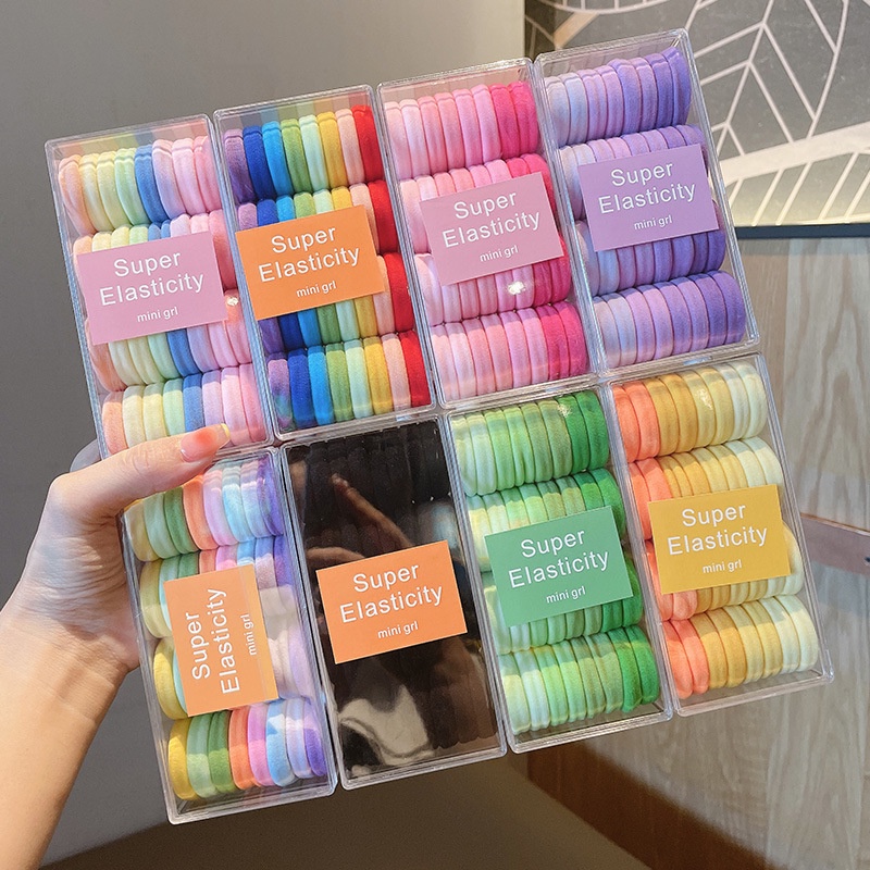 32Pcs Diameter 3.5cm Durable Elastic Hair Rope Hair Ties Rubber Bands Scrunchies High Ponytail Acc