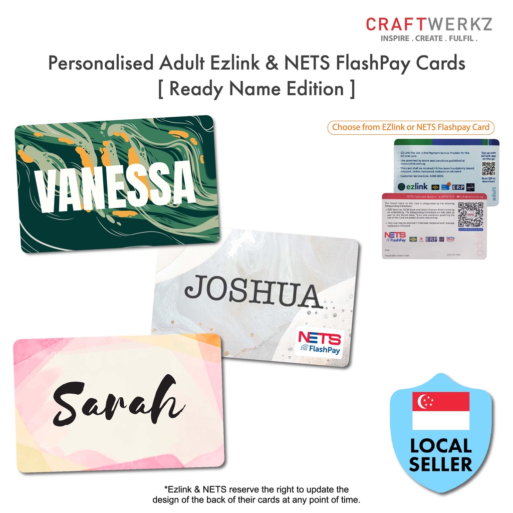 [Ready Name Edition] Personalised Adult Ezlink & NETS FlashPay Cards