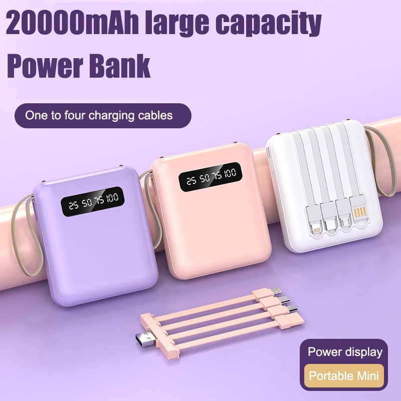 [SG Ready Stock] Fast Charging Power Bank Cable Powerbank 20000 Mah 4 in 1