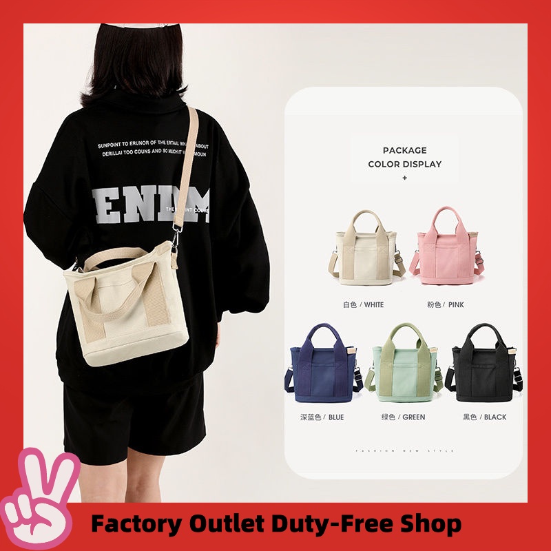 Ready Stock Japanese Canvas Tote Bag Crossbody Bag For Women Commuter's Sling Bag Handbag Small Canvas Bag Lunch Bag